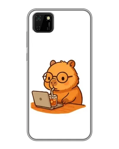 Чохол для Huawei Y5p з картинкою «Капібара з ноутбуком»