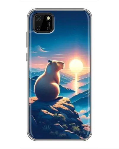 Чохол для Huawei Y5p з картинкою «Захід сонця з капібарою»