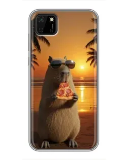 Чохол для Huawei Y5p з картинкою «Капібара з піцою»
