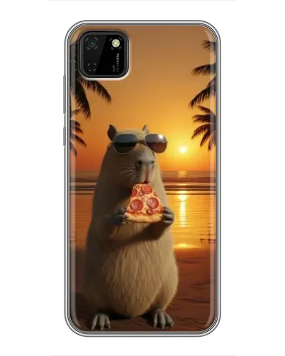 Чохол для Huawei Y5p з картинкою «Капібара з піцою»