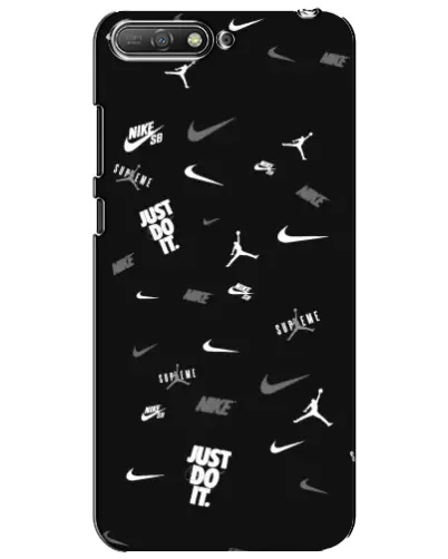 Чехол для Huawei Y6 2018 с картинкой «Nike Black Pattern»