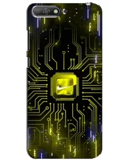 Чехол для Huawei Y6 2018 с картинкой «Nike — золотая искра»