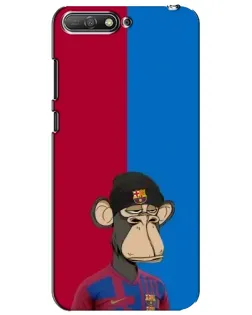 Чехол для Huawei Y6 2018 с картинкой «Bored Ape — фанат Барсы»