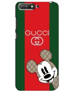 Чехол для Huawei Y6 2018 с картинкой «Gucci — полосы и Микки»