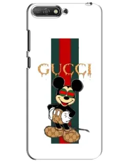 Чехол для Huawei Y6 2018 с картинкой «Микки Маус Gucci — полосы»
