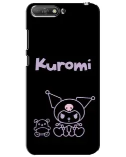Чехол для Huawei Y6 2018 с картинкой «Kuromi — черный минимализм»