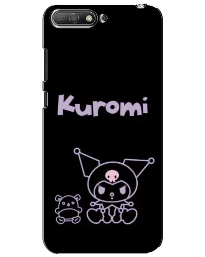 Чехол для Huawei Y6 2018 с картинкой «Kuromi — черный минимализм»