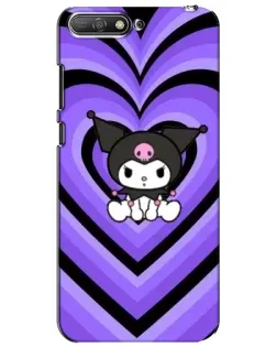 Чехол для Huawei Y6 2018 с картинкой «Kuromi и фиолетовые сердца»