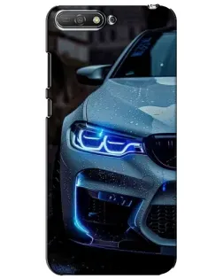 Чехол для Huawei Y6 2018 с картинкой «Взгляд BMW с синими фарами»