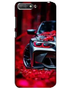 Чехол для Huawei Y6 2018 с картинкой «Спортивная BMW и цветы»
