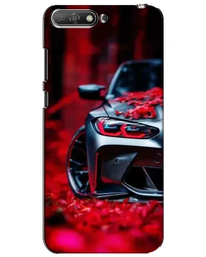 Чехол для Huawei Y6 2018 с картинкой «Спортивная BMW и цветы»