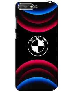 Чехол для Huawei Y6 2018 с картинкой «Логотип BMW и неоновые дуги»