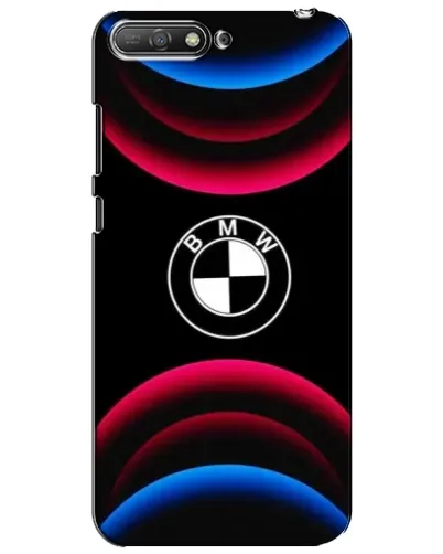 Чехол для Huawei Y6 2018 с картинкой «Логотип BMW и неоновые дуги»