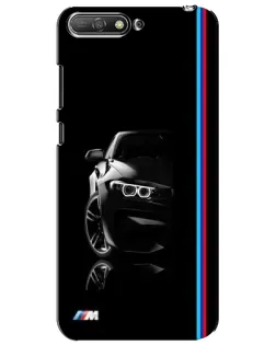Чехол для Huawei Y6 2018 с картинкой «Силуэт BMW в темноте»