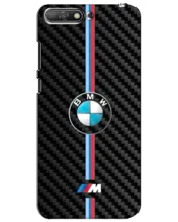 Чехол для Huawei Y6 2018 с картинкой «Эмблема BMW и карбон»