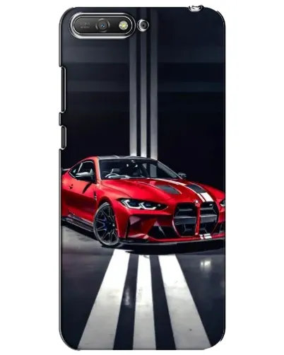 Чехол для Huawei Y6 2018 с картинкой «Красная BMW на дороге»