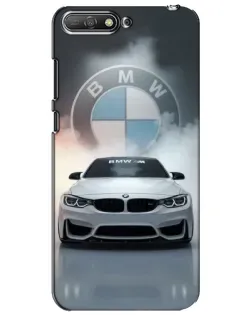 Чехол для Huawei Y6 2018 с картинкой «BMW в белом дыму»
