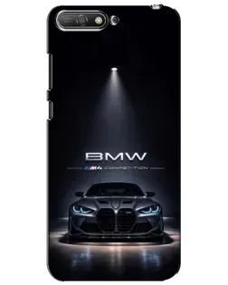 Чехол для Huawei Y6 2018 с картинкой «BMW сквозь ночной город»