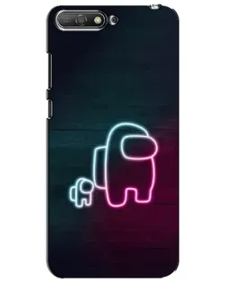 Чехол для Huawei Y6 2018 с картинкой «Among Us неон-арт»