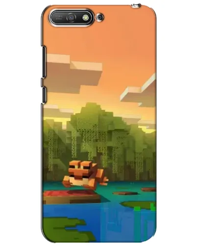 Чехол для Huawei Y6 2018 с картинкой «Майнкрафт закат солнца»