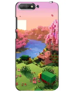 Чехол для Huawei Y6 2018 с картинкой «Розовое дерево Minecraft»