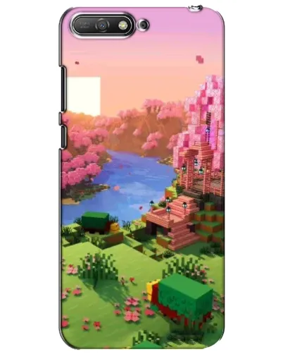 Чехол для Huawei Y6 2018 с картинкой «Розовое дерево Minecraft»