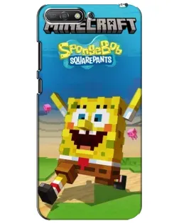 Чехол для Huawei Y6 2018 с картинкой «Губка Боб Minecraft»