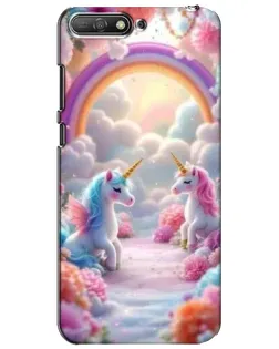 Чехол для Huawei Y6 2018 с картинкой «Радуга и единороги»