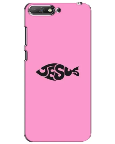 Чехол для Huawei Y6 2018 с картинкой «Розовый символ  Jesus»