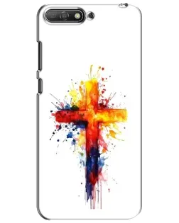 Чехол для Huawei Y6 2018 с картинкой «Акварельный крест»