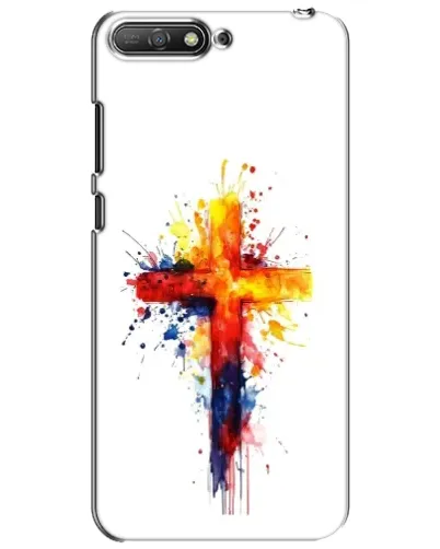 Чехол для Huawei Y6 2018 с картинкой «Акварельный крест»
