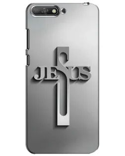 Чехол для Huawei Y6 2018 с картинкой «Металлический крест Jesus»