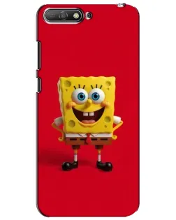 Чехол для Huawei Y6 2018 с картинкой «Спанч Боб на красном»