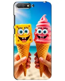 Чехол для Huawei Y6 2018 с картинкой «Спанч Боб мороженое»