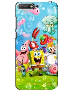 Чехол для Huawei Y6 2018 с картинкой «Губка Боб и друзья»