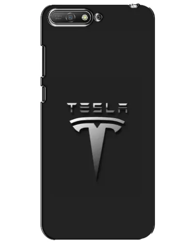 Чехол для Huawei Y6 2018 с картинкой «Стальной логотип Tesla»