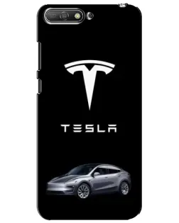 Чехол для Huawei Y6 2018 с картинкой «Tesla Model Y»