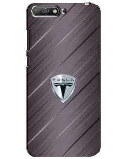Чехол для Huawei Y6 2018 с картинкой «Металлическая текстура Tesla»