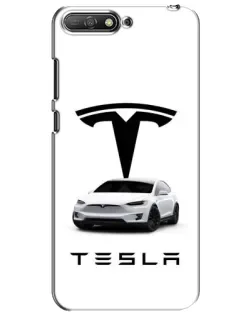 Чехол для Huawei Y6 2018 с картинкой «Tesla White Style»