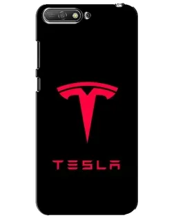 Чехол для Huawei Y6 2018 с картинкой «Tesla Red Logo»