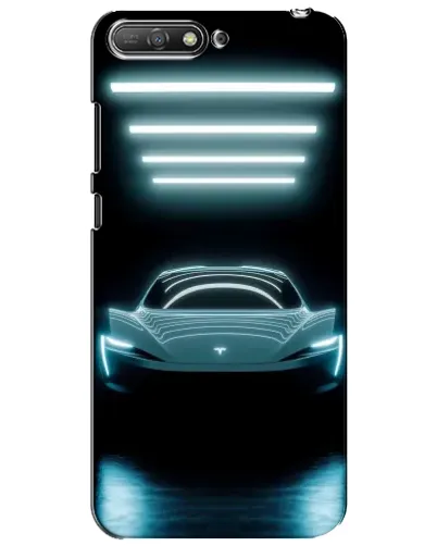 Чехол для Huawei Y6 2018 с картинкой «Tesla в неоне»