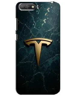 Чехол для Huawei Y6 2018 с картинкой «Мраморная Tesla Gold»