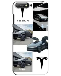 Чехол для Huawei Y6 2018 с картинкой «Коллаж Cybertruck Tesla»