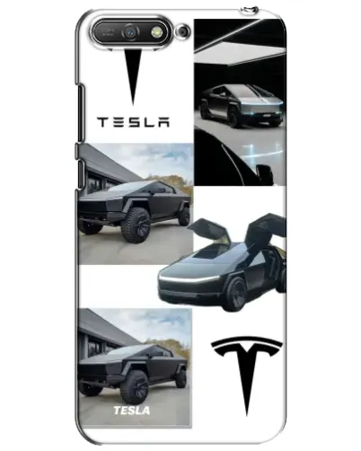 Чехол для Huawei Y6 2018 с картинкой «Коллаж Cybertruck Tesla»
