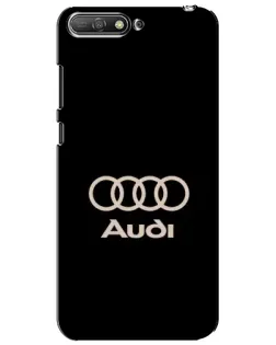 Чехол для Huawei Y6 2018 с картинкой «Audi — золотой логотип»