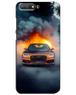 Чехол для Huawei Y6 2018 с картинкой «Audi в огненном дыму»