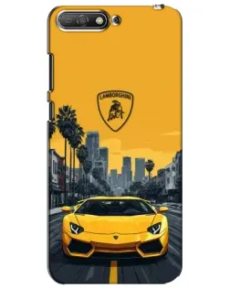 Чехол для Huawei Y6 2018 с картинкой «Желтый Lamborghini город»