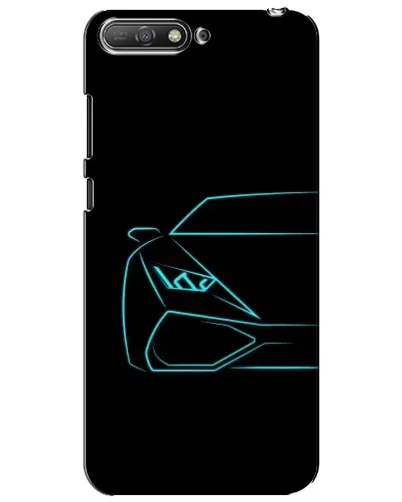 Чехол для Huawei Y6 2018 с картинкой «Голубой силуэт Lamborghini»
