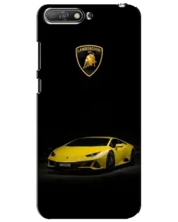 Чехол для Huawei Y6 2018 с картинкой «Lamborghini желтый акцент»