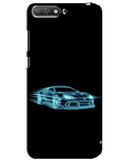 Чехол для Huawei Y6 2018 с картинкой «Неоновый контур Lamborghini»